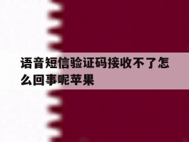 语音短信验证码接收不了怎么回事呢苹果