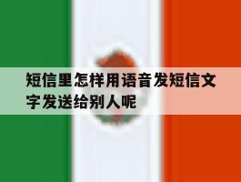 关于短信里怎样用语音发短信文字发送给别人呢的信息
