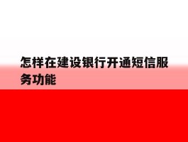 怎样在建设银行开通短信服务功能