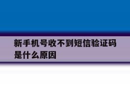 新手机号收不到短信验证码是什么原因