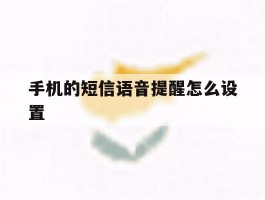 手机的短信语音提醒怎么设置