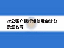 对公账户银行短信费会计分录怎么写