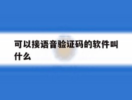 可以接语音验证码的软件叫什么
