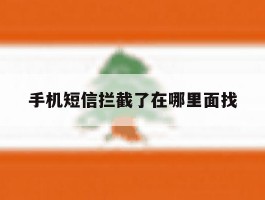 手机短信拦截了在哪里面找