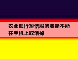 农业银行短信服务费能不能在手机上取消掉