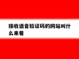 接收语音验证码的网站叫什么来着
