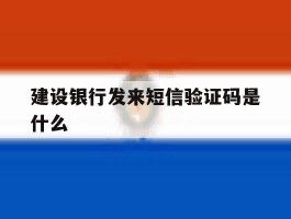建设银行发来短信验证码是什么