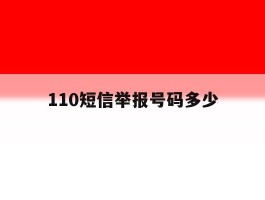 110短信举报号码多少