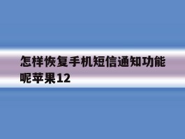 怎样恢复手机短信通知功能呢苹果12