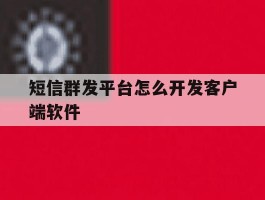 短信群发平台怎么开发客户端软件