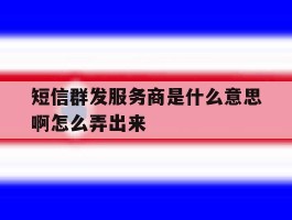 短信群发服务商是什么意思啊怎么弄出来