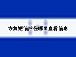 恢复短信后在哪里查看信息