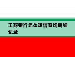 工商银行怎么短信查询明细记录