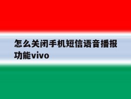 关于怎么关闭手机短信语音播报功能vivo的信息