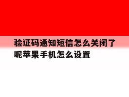验证码通知短信怎么关闭了呢苹果手机怎么设置的简单介绍