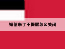 短信来了不提醒怎么关闭