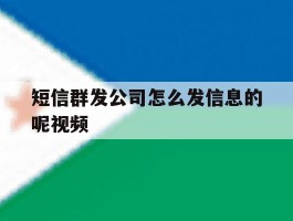 短信群发公司怎么发信息的呢视频