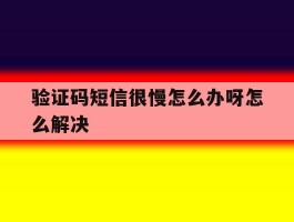 验证码短信很慢怎么办呀怎么解决