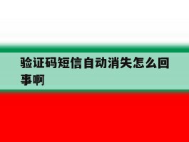 验证码短信自动消失怎么回事啊