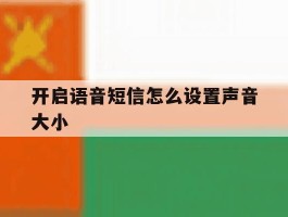 开启语音短信怎么设置声音大小