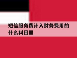 短信服务费计入财务费用的什么科目里的简单介绍