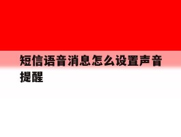 短信语音消息怎么设置声音提醒