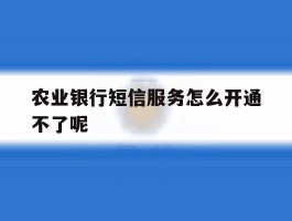 农业银行短信服务怎么开通不了呢