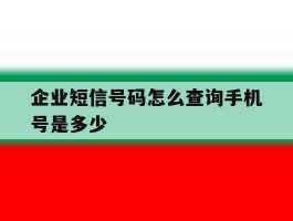 企业短信号码怎么查询手机号是多少