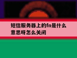 短信服务器上的fn是什么意思呀怎么关闭的简单介绍