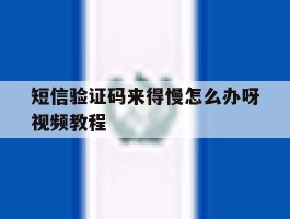 短信验证码来得慢怎么办呀视频教程