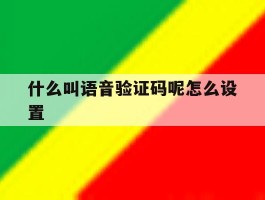 什么叫语音验证码呢怎么设置