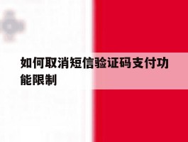 如何取消短信验证码支付功能限制
