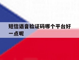 短信语音验证码哪个平台好一点呢
