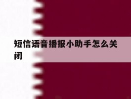 短信语音播报小助手怎么关闭的简单介绍