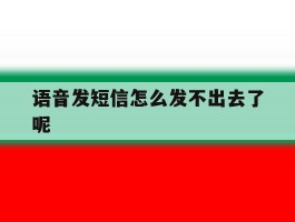 语音发短信怎么发不出去了呢