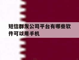 短信群发公司平台有哪些软件可以用手机