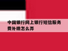 中国银行网上银行短信服务费补缴怎么弄