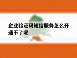 企业验证码短信服务怎么开通不了呢