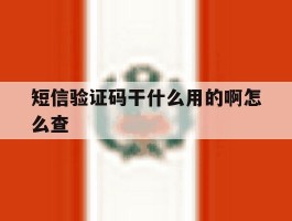 短信验证码干什么用的啊怎么查