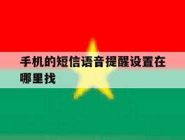 手机的短信语音提醒设置在哪里找