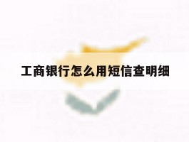 工商银行怎么用短信查明细