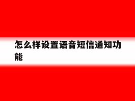 怎么样设置语音短信通知功能