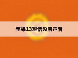 苹果13短信没有声音