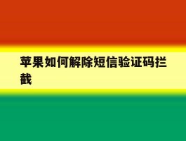 苹果如何解除短信验证码拦截