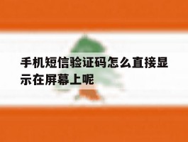 包含手机短信验证码怎么直接显示在屏幕上呢的词条