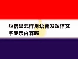 短信里怎样用语音发短信文字显示内容呢