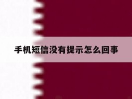 手机短信没有提示怎么回事