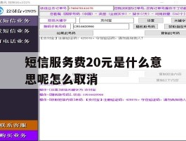 短信服务费20元是什么意思呢怎么取消