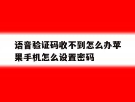 语音验证码收不到怎么办苹果手机怎么设置密码的简单介绍
