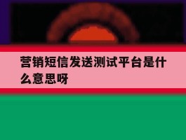 营销短信发送测试平台是什么意思呀的简单介绍